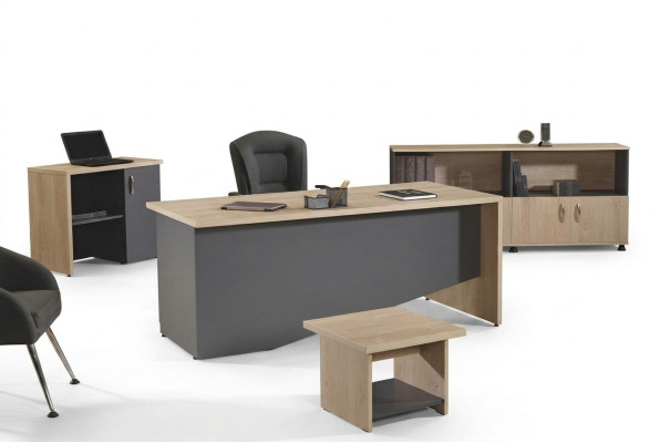 Juego completo de oficina muebles de oficina escritorio mesa de oficina conjunto 4 piezas madera gris