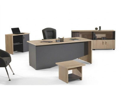 Juego completo de oficina muebles de oficina escritorio mesa de oficina conjunto 4 piezas madera gris