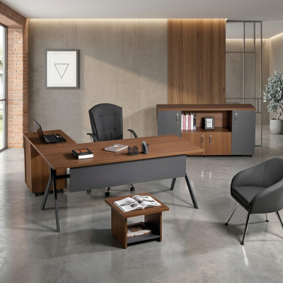 Muebles de oficina para estudio Conjunto de mesa de esquina de oficina de 3 piezas Madera Gris Mesa
