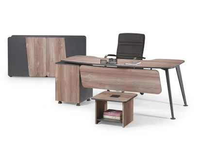 Conjunto de muebles de oficina completos Escritorio de 3 piezas Madera Marrón Muebles de oficina