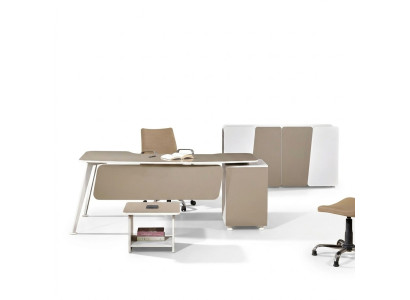 Escritorio de trabajo Conjunto de oficina Muebles de oficina Escritorio de madera de 3 piezas Beige