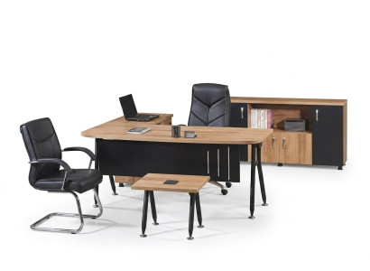Mesa de oficina de esquina Escritorio de trabajo Oficina completa Muebles de oficina Juego de 3 piezas Set de madera Negro