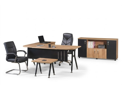 Muebles de oficina para computadora, escritorio de trabajo, muebles de oficina, conjunto de madera de 3 piezas en negro.