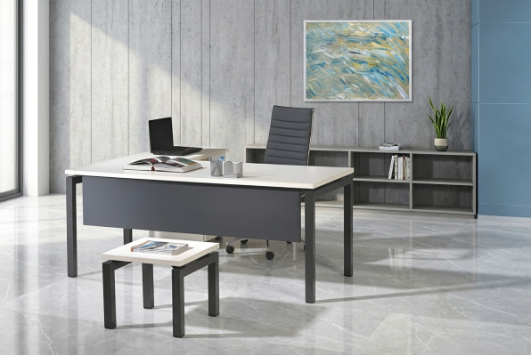 Muebles para la oficina, muebles de estudio, mesa de esquina de oficina, juego de 3 piezas de madera gris.
