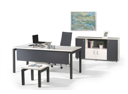 Muebles para la oficina, muebles de estudio, mesa de esquina de oficina, juego de 3 piezas de madera gris.