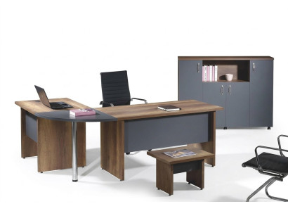 Escritorio de oficina completo mesa de esquina de oficina muebles de oficina 3 piezas conjunto de madera gris muebles de computadora