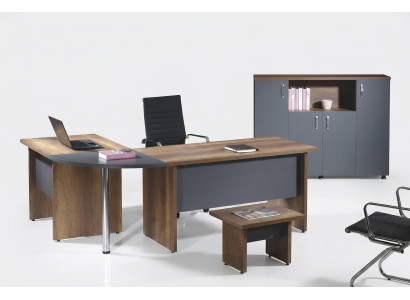 Muebles de ordenador Escritorio de trabajo Muebles de oficina Escritorio de esquina de 3 piezas Juego de madera gris
