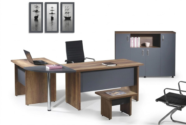 Muebles de oficina Muebles de computadora Muebles de oficina Mesa de esquina para oficina de madera gris de 3 piezas
