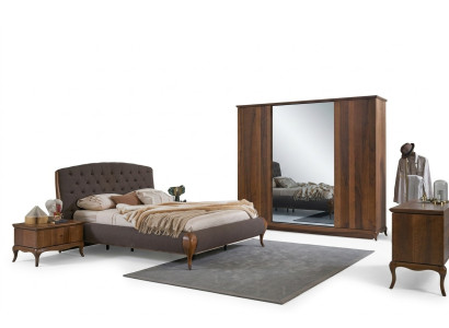 Juego de dormitorio completo Cama Cama doble Conjunto 4 piezas Dormitorio Marrón Nuevo