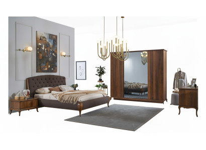 Cama doble Conjunto completo de dormitorio Cama de 4 piezas Marco de cama Marrón 180