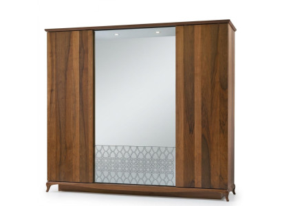 Armario de ropa Armario Armario de madera Marrón Espejo Armario de dormitorio