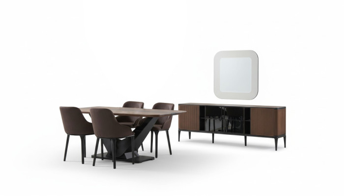 Zona de comedor Conjunto de comedor Muebles de comedor Set de comedor de 9 piezas Madera Marrón Mesa