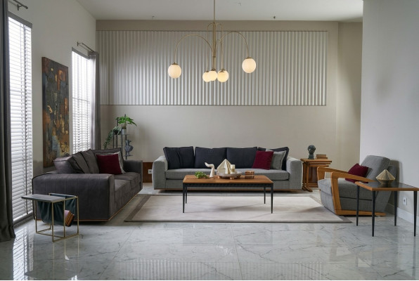 Sofá de tela completo Conjunto de sofás de tela gris 3 piezas Nuevo