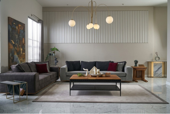 Moderno conjunto de sofás, conjunto de sofá de un asiento, sofá gris de tela, sofá tapizado.