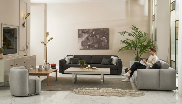 Conjunto de sofás completo Conjunto de sofá de tela Sofás tapizados Gris Set 3 piezas Nuevo