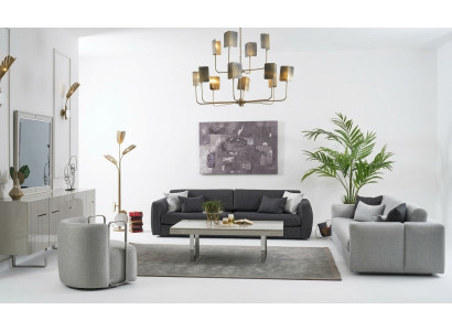 Conjunto de sofás completo Conjunto de sofá de tela Sofás tapizados Gris Set 3 piezas Nuevo