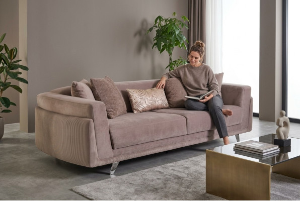 Sofá de tres plazas con función de cama Sofá de 3 plazas Beige de tela Sofá de tela
