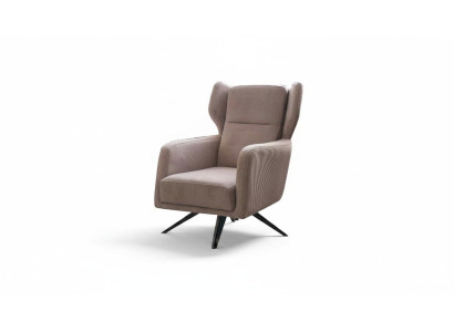 Sillón de lujo individual de tela en beige con diseño para sala de estar.