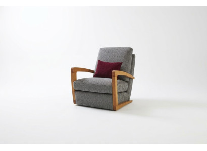 Sillón individual de tela para sala de estar, color gris clásico.