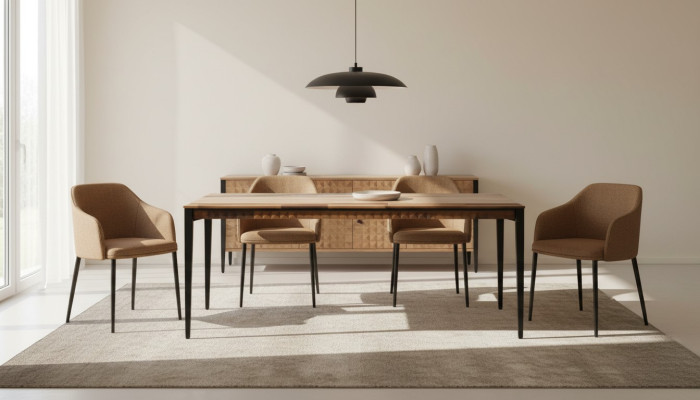 Mesa de comedor Mesa Mesa de comedor Comedor Madera Marrón Muebles de comedor