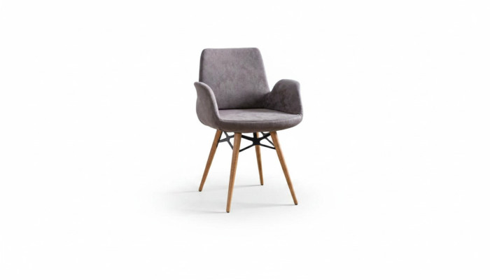 Silla de comedor Silla de cocina Grupo de sillas con reposabrazos 4 piezas Gris Tela