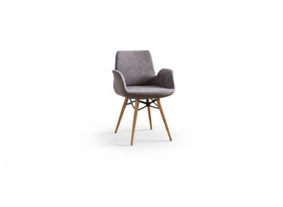 Silla de comedor Silla de cocina Grupo de sillas con reposabrazos 4 piezas Gris Tela