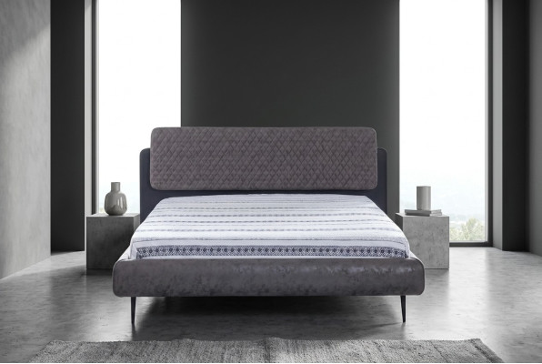 Cama doble de 160 cm con marco de cama de tela gris moderna para dormir.