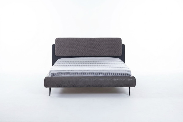 Cama doble de 160 cm con marco de cama de tela gris moderna para dormir.