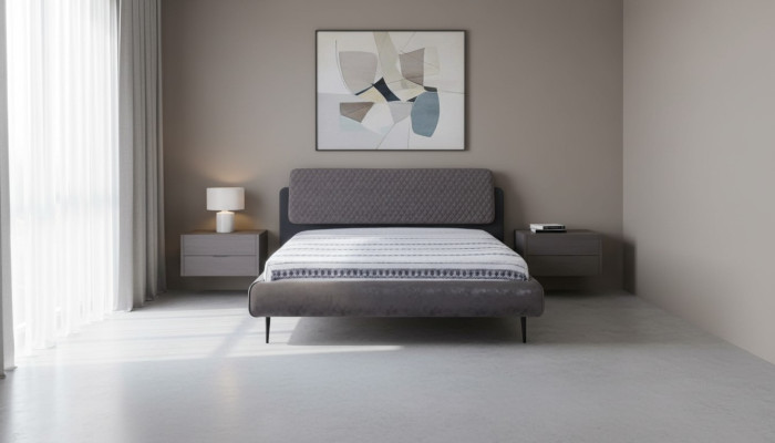 Estructura de cama cama doble camas cama 180 cm Gris Tela Moderna Lugar para dormir