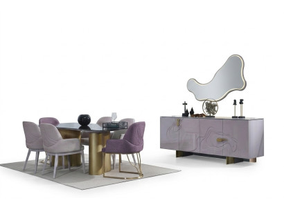 Esquina de comedor, muebles de comedor, grupo de comedor, conjunto de mesa de comedor de 9 piezas, rosa de madera.
