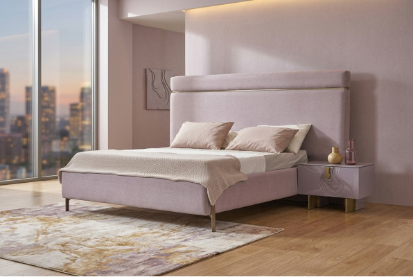 Juego de dormitorio completo cama doble cama rosa lujo conjunto de 3 piezas de madera.