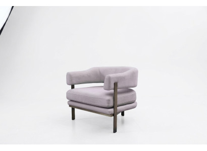 Sillón tapizado individual de tela para sala de estar, moderno, gris.