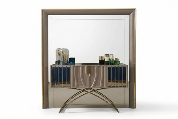 Mesa de consola, tocador, tocador de maquillaje, dormitorio, moderno, madera, marrón.
