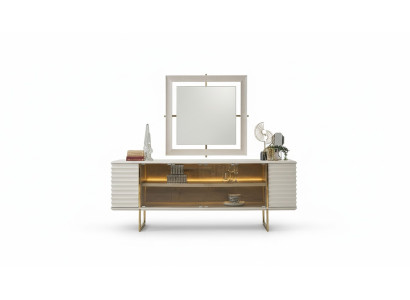 Aparador con espejo juego de salón aparador madera beige buffet