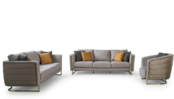 Conjunto de sofá de tela gris moderno de 3 piezas