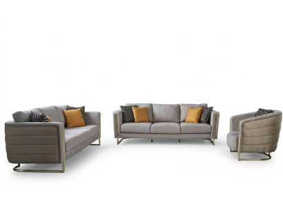Conjunto de sofá de tela gris moderno de 3 piezas