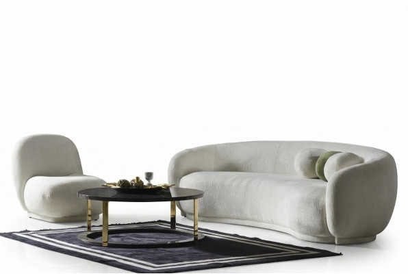 Conjunto de sofás de tela blanca sofá tapizado moderno set 2 piezas sofá