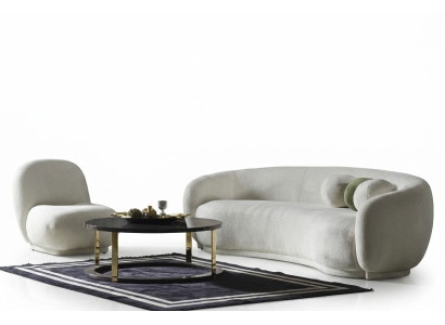 Conjunto de sofás de tela blanca sofá tapizado moderno set 2 piezas sofá