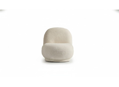 Sillón butaca moderno blanco de tela acolchada, de una plaza.