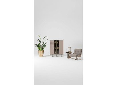 Mueble de bar Grupo Vitrina Silla Madera Beige Armario Sala de estar 2 piezas