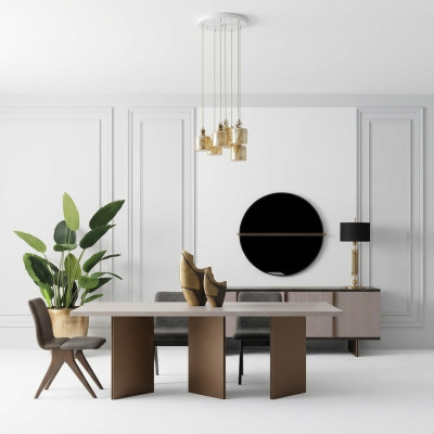 Comedor Juego de comedor Muebles de comedor Mesa de comedor Esquina de comer de 9 piezas Madera Beige