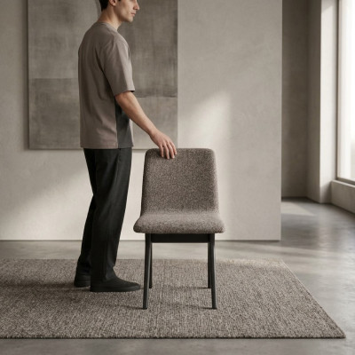 Grupo de sillas Sillas de comedor Silla de cocina Gris Silla de madera 6 piezas Tela