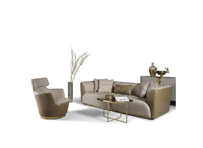Sofá de tres plazas, sillón, sofá de tela beige, sofá tapizado, conjunto de sofás.