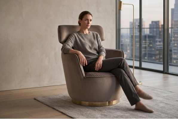 Sillón de tela Asiento de una plaza Gris Butaca Orejera Moderno