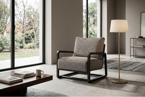 Sillón individual gris de madera para sala de estar, butaca de TV, sillón reclinable.