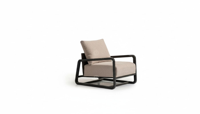 Sillón de televisión individual asiento beige de madera diseño de sala de estar