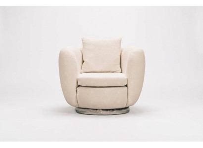 Sillón moderno de una plaza blanco de tela para sala de estar.