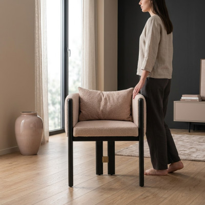 Conjunto de silla de comedor, juego de sillas, silla de cocina 4 piezas silla de respaldo Beige.