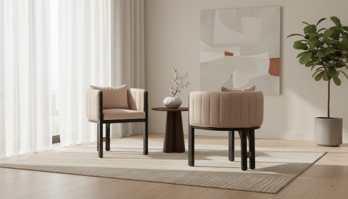 Silla de cocina Silla de comedor Set de sillas 2 piezas Sillón Grupo Beige