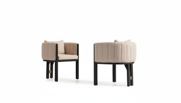Silla de cocina Silla de comedor Set de sillas 2 piezas Sillón Grupo Beige